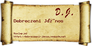 Debreczeni János névjegykártya